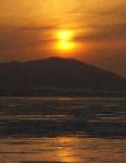 サロマ湖の夕日。二つに分裂バージョン